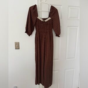 Neuflora Dublin Rust Plaid Windowpane Cottagecore XS